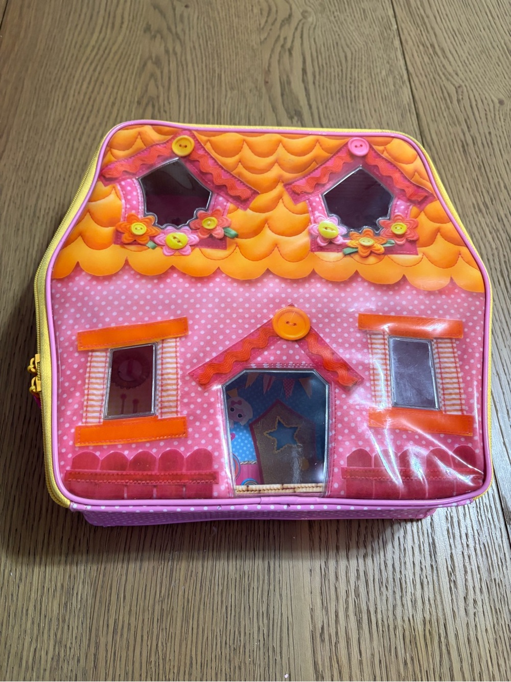 Kids Pink & Orange Playhouse Carry Case for Dolls